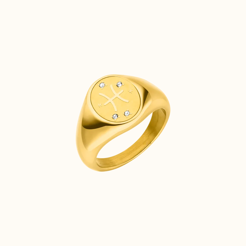 Outlet PURELEI Fische Zodiac Ring Gold