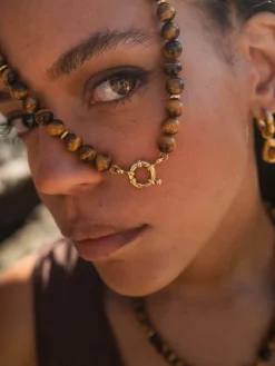 Hot PURELEI Tiger's Eye Charm Kette