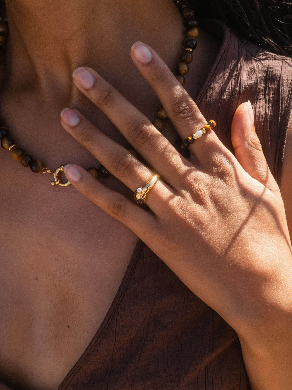 Cheap PURELEI Tiger‘s Eye Pearl Ring
