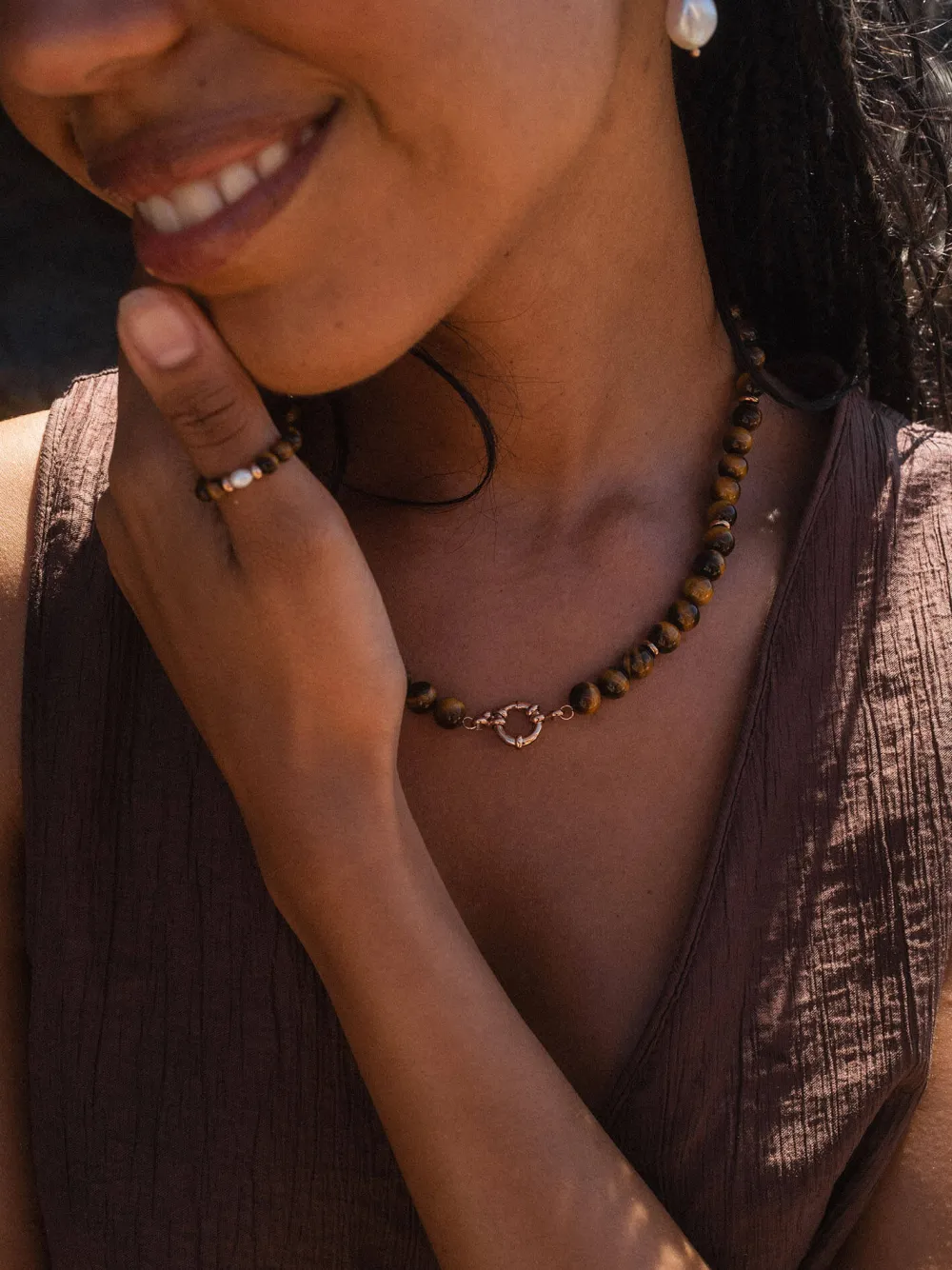 Cheap PURELEI Tiger‘s Eye Pearl Ring